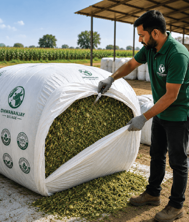 Open the silage bale